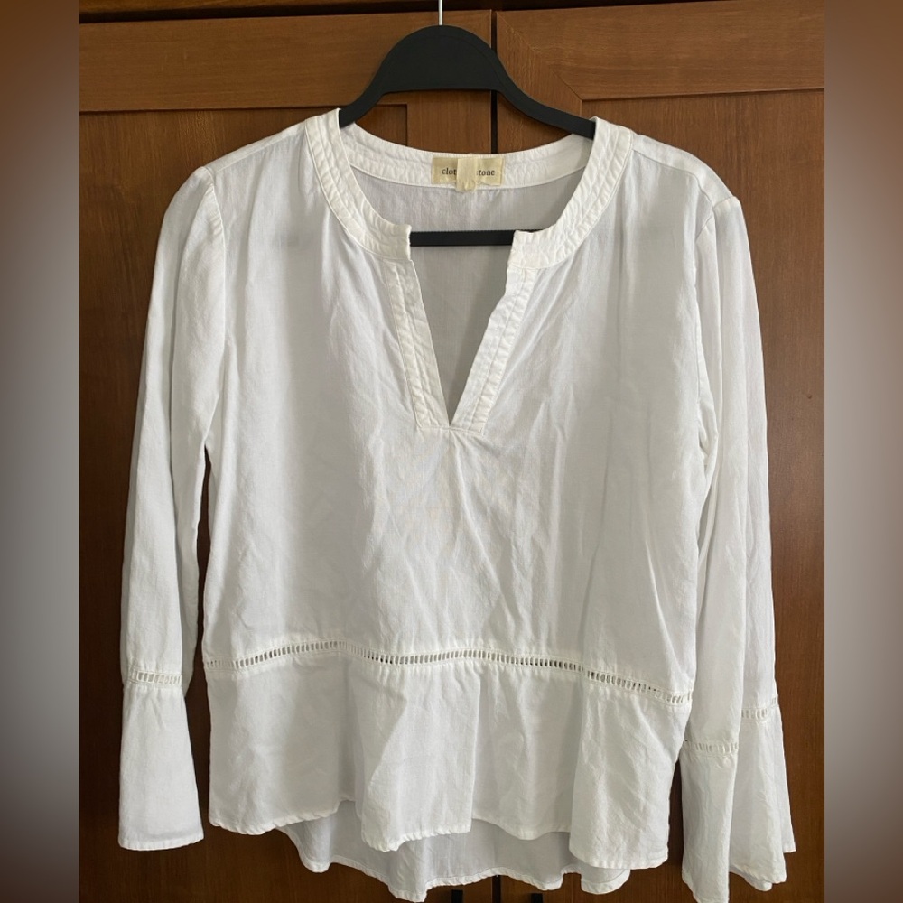 Cloth & Stone White Blouse Elegant Top